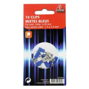 Image produit – Clip mixte pré isolé Dhome – Bleue – Diamètre 6,35 mm – Vendu par 10 (alt)