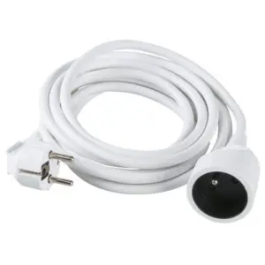 Rallonge électrique - Ménager - Dhome - H05 VV-F - 3G1,5 mm² - 2P+T - 16 A - L. 5 m - Blanc - Brochable
