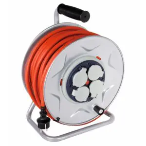 Enrouleur - Professionnel - Dhome - 4 prises 2P+T avec clapet - Câble H07 RN-F 3G2,5 mm² - L. 40 m - Avec poignée - Avec Moyeu fixe