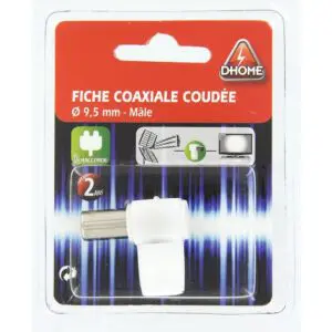Image produit – Fiche coaxiale coudée diamètre 9,52 mm Dhome – Mâle – Diamètre 9,52 mm (alt)