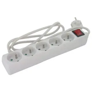 Bloc multiprise - Standard - Dhome - 5 x 2P+T - 16 A - Câble 3G1,5 mm² - L. 1,5 m - Avec interrupteur