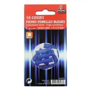 Image produit – Fiche cylindrique Dhome – Femelle – Bleu – Diamètre 4 mm – Vendu par 10 (alt)