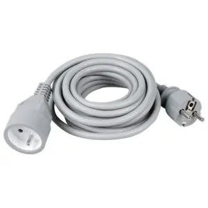 Rallonge électrique - Ménager - Dhome - H05 VV-F - 3G1,5 mm² - 2P+T - 16 A - L. 3 m - Gris