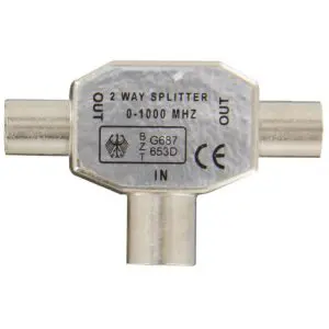 Image produit – Repartiteur TV blindé diamètre 9,52 mm Dhome – 2 mâles / 1 femelle – Diamètre 9,52 mm (alt)