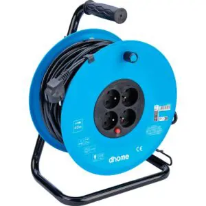 Enrouleur de bricolage - Dhome - 4 prises 2P+T - Câble H05 VV-F 3G1,5 mm² - L. 40 m
