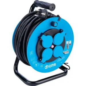 Enrouleur professionnel - Dhome - 4 prises 2P+T avec clapet - Câble H07 RN-F 3G1,5 mm² - L. 25 m