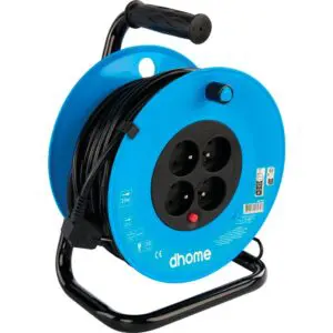 Enrouleur bricolage - Dhome - 4 prises 2P+T - Câble H05 VV-F 3G1,5 mm² - L. 25 m