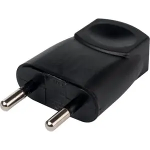 Fiche électrique - Plate - Dhome - 2P - 6 A - Mâle - Noir