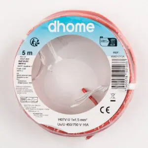 Fil H07 V-U - Dhome - 1,5 mm² - L. 5 m - Rouge - Brochable