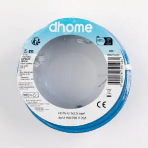 Fil H07 V-U - Dhome - 2,5 mm² - L. 5 m - Bleu - Brochable