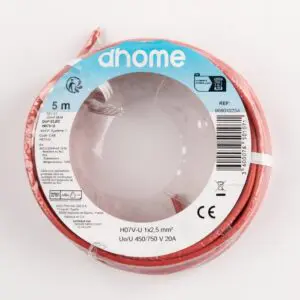 Fil H07 V-U - Dhome - 2,5 mm² - L. 5 m - Rouge - Brochable