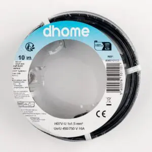 Fil H07 V-U - Dhome - 1,5 mm² - L. 10 m - Noir - Brochable