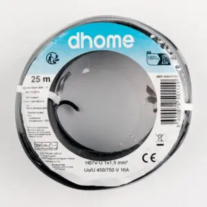 Fil H07 V-U - Dhome - 1,5 mm² - L. 25 m - Noir - Brochable