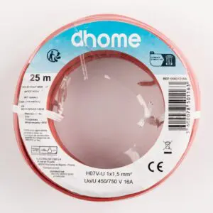 Fil H07 V-U - Dhome - 1,5 mm² - L. 25 m - Rouge - Brochable