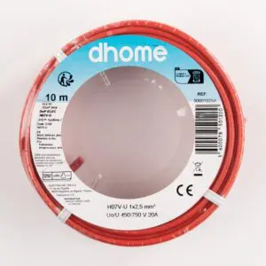 Fil H07 V-U - Dhome - 2,5 mm² - L. 10 m - Rouge - Brochable
