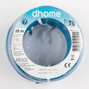 Fil H07 V-U - Dhome - 2,5 mm² - L. 25 m - Bleu - Brochable