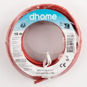 Fil H07 V-R - Dhome - 6 mm² - L. 10 m - Rouge - Brochable