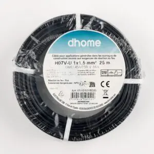 Fil H07 V-U - Dhome - 1,5 mm² - L. 25 m - Noir