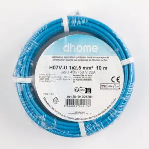 Fil H07 V-U - Dhome - 2,5 mm² - L. 10 m - Bleu