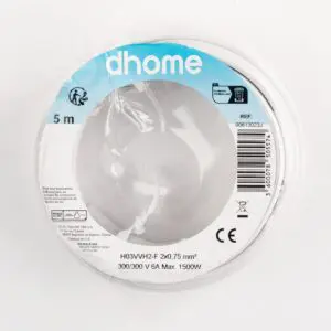 Câble H03 VVH 2-F - Dhome - 2 x 0,75 mm² - L. 5 m - Blanc