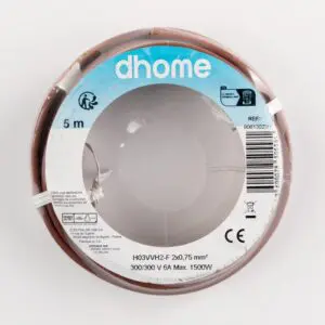 Câble H03 VVH 2-F - Dhome - 2 x 0,75 mm² - L. 5 m - Marron