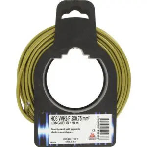Câble H03 VVH 2-F - Dhome - 2 x 0,75 mm² - L. 10 m - Or