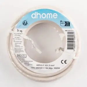 Câble H05 VVH 2-F - Dhome - 3G1,5 mm² - L. 5 m - Blanc