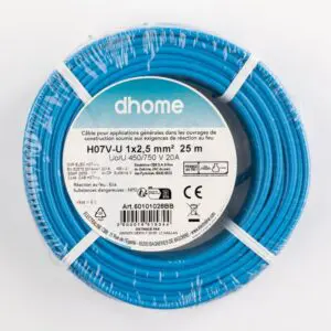 Fil H07 V-U - Dhome - 2,5 mm² - L. 25 m - Bleu