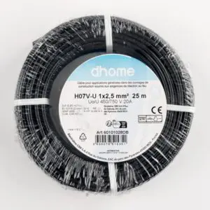 Fil H07 V-U - Dhome - 2,5 mm² - L. 25 m - Noir