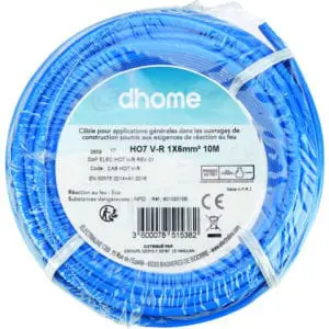 Image produit – Fil H07 V-R 6 mm² Dhome – Longueur 10 m – Bleu (alt)