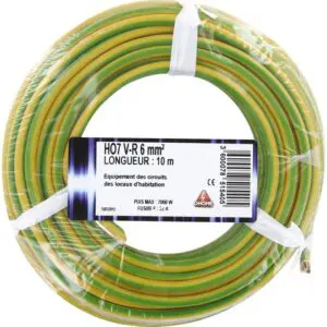Fil H07 V-R - Dhome - 6 mm² - L. 10 m - Vert/Jaune