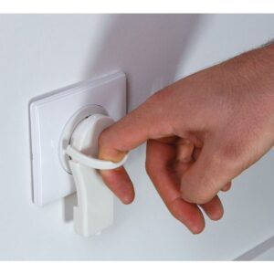 Image produit – Fiche plastique extra plate 2P+T Dhome – Mâle – 16 A – Blanc (alt)