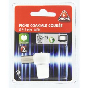 Image produit – Fiche coaxiale coudée diamètre 9,52 mm Dhome – Mâle – Diamètre 9,52 mm (alt)
