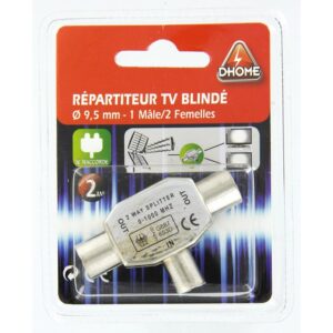 Image produit – Repartiteur TV blindé diamètre 9,52 mm Dhome – 2 mâles / 1 femelle – Diamètre 9,52 mm (alt)