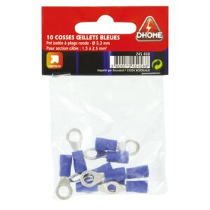 Image produit – Cosse pré isolée à plage ronde – Bleu (alt)