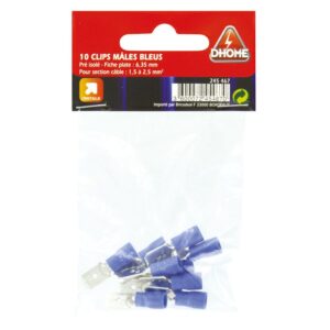 Image produit – Clip mâle pré isolé Dhome – Bleue – Diamètre 6,35 mm – Vendu par 10 (alt)