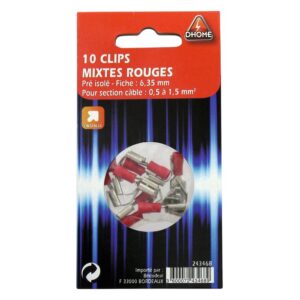 Image produit – Clip mixte pré isolé Dhome – Rouge – Diamètre 6,35 mm – Vendu par 10 (alt)