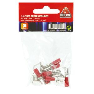 Image produit – Clip mixte pré isolé Dhome – Rouge – Diamètre 6,35 mm – Vendu par 10 (alt)