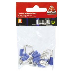 Image produit – Clip mixte pré isolé Dhome – Bleue – Diamètre 6,35 mm – Vendu par 10 (alt)