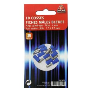 Image produit – Fiche cylindrique Dhome – Mâle – Bleu – Diamètre 4 mm – Vendu par 10 (alt)