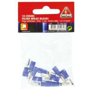 Image produit – Fiche cylindrique Dhome – Mâle – Bleu – Diamètre 4 mm – Vendu par 10 (alt)