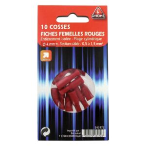 Image produit – Fiche cylindrique Dhome – Femelle – Rouge – Diamètre 4 mm – Vendu par 10 (alt)