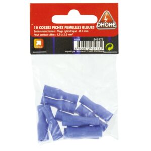 Image produit – Fiche cylindrique Dhome – Femelle – Bleu – Diamètre 4 mm – Vendu par 10 (alt)