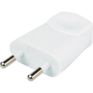 Image produit – Fiche électrique – Plate – Dhome – 2P-6 A – Mâle – Blanc (alt)
