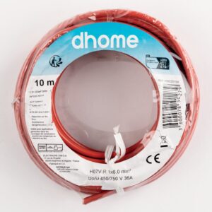 Image produit – Fil H07 V-R 6 mm² Dhome – Longueur 10 m – Rouge (alt)