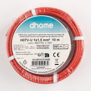 Image produit – Fil H07 V-U 1,5 mm² – Rouge (alt)