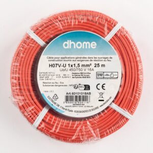 Image produit – Fil H07 V-U 1,5 mm² – Rouge (alt)