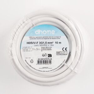 Image produit – Câble H05 VV-F – Dhome – 3G 1,5 mm² – Blanc – Vrac (alt)