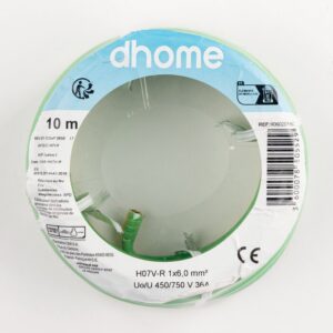 Image produit – Fil H07 V-R 6 mm² Dhome – Longueur 10 m – Vert / jaune (alt)
