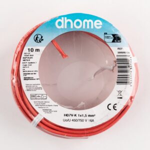 Image produit – Fil H07 V-K 1,5 mm² Dhome – Rouge – Longueur 10 m (alt)